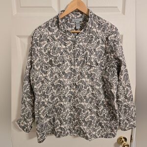 Analogy Women's Plus Patterned Zip Front Jacket In Grey And Off White Size 3X